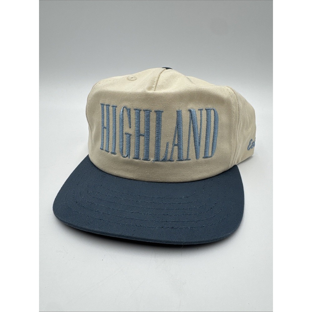 Heritage Highland Hat two-tone design beige Highland Blue Flat Brim Embroidered